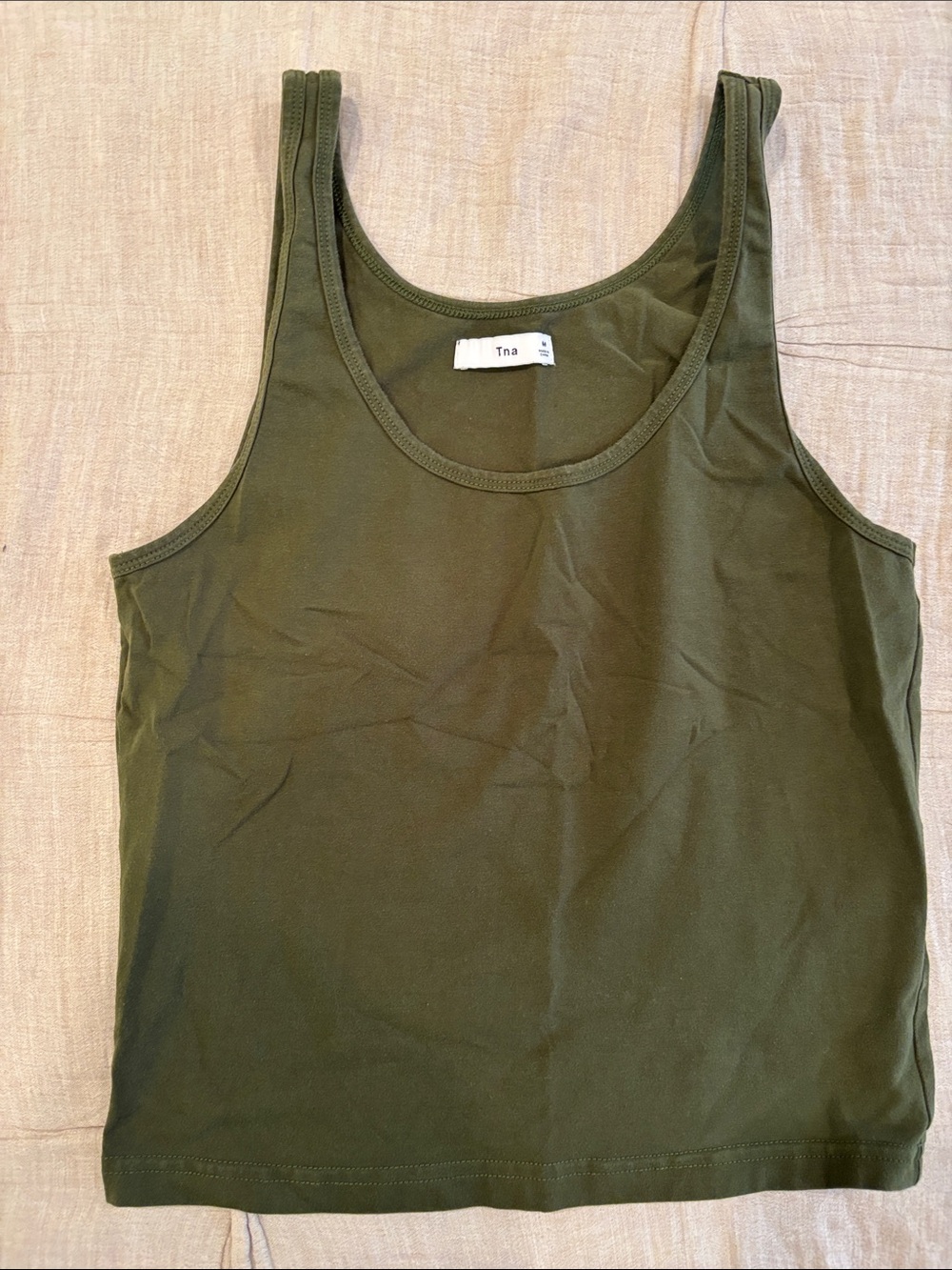 TNA Olive Tank Top — Deep Green Scoop Neck